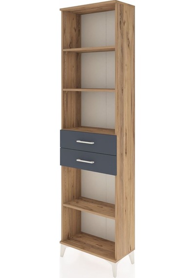 Arges Dolap 4 Raflı 2 Çekmeceli 60x30x221 Çam-antrasit Çam