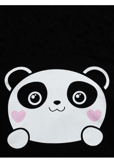 Denokids Minik Panda Kız Eşofman Takım Gri - Siyah