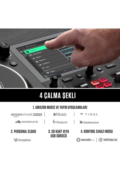 Numark Mixstream Pro+ Bağımsız Dj Controller, Amazon Music Unlimited Yayını, Mikser, Dokunmatik Ekran, Wifi, Hoparl