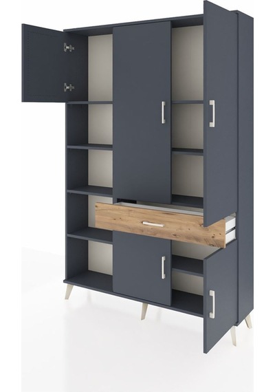 Arges Dolap 8 Raflı Tek Çekmeceli 5 Kapaklı 132x30x195 Antrasit-antrasit/çam Antrasıt/atlas Çam Arges Dolap 8 Raflı Tek Çekmeceli 5 Kapaklı 132x30x195 Antrasit-antrasit/çam Antrasıt/atlas Çam
