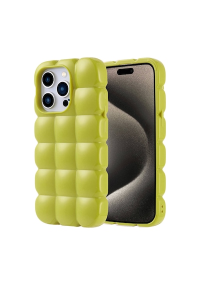 Zore Apple Uyumlu iPhone 15 Pro Kılıf Parlak Esnek Silikon Dom Dom Kapak - Yeşil Yeşil