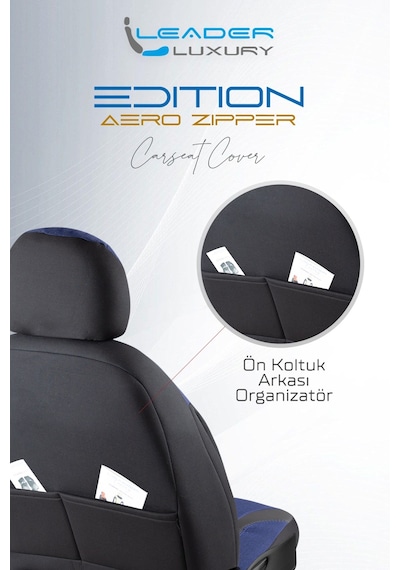 Seat Leon X-perience Keten Oto Koltuk Kılıfı Ön Arka Set Mavi Edition Scr