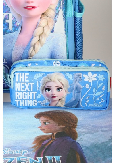 Dekomus Lisanslı Elsa Frozen Ice Glow Colleciton Büyük Boy Okul Çantası,beslenme Çantası,kalem Çantası Ve Beslenme Örtüsü Seti Altın