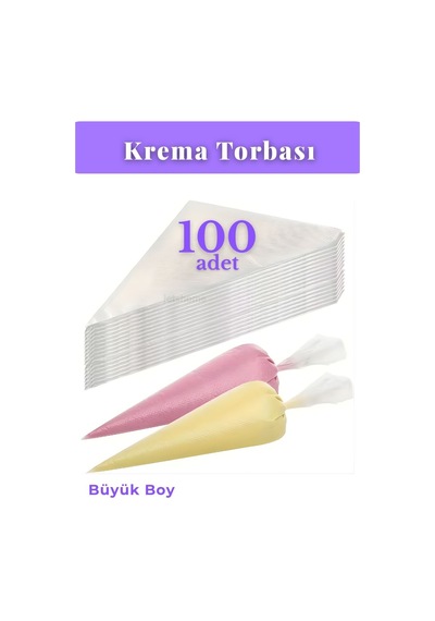 100'lü Krema Torbası Kullan At Şanti Sıkma Torbası Büyük Boy Süsleme Torbası Krema Duyu Torbası Beyaz