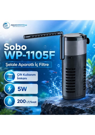 Sobo Wp-1105f Şelale Aparatlı İç Filtre - Çift Kullanım İmkanı - 5w 200 Lt/saat