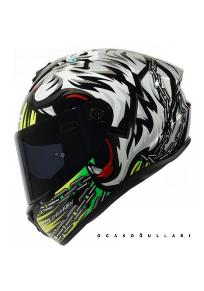 Axxıs Draken S Roar B3 Matt Fluor Yellow Motorcu Kaskı Yeşil