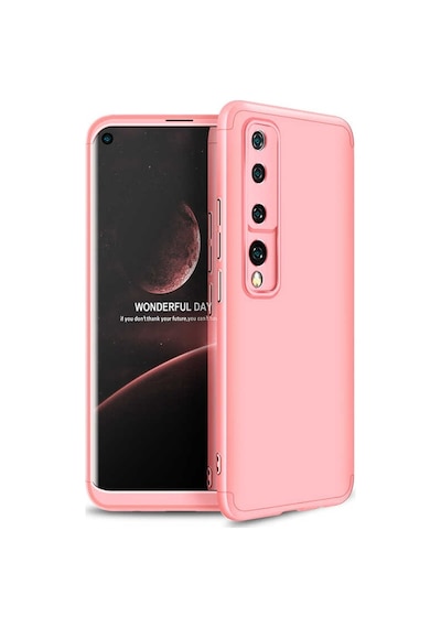 Noktaks - Mi 10 Uyumlu Kılıf Parmak İzi Tutmayan Alt Üst Geçmeli 3 Parça Ays Kapak - Rose Gold - T13691