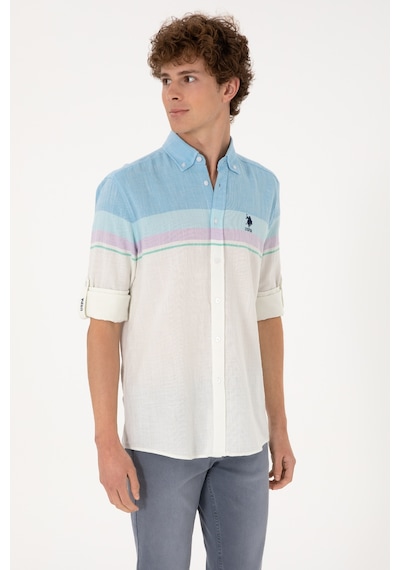 U.s. Polo Assn. Erkek Mavi Gömlek Desenli 50306336-vr036 Mavi
