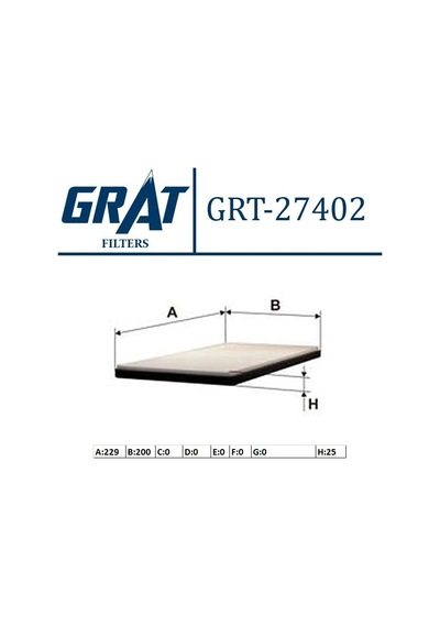 Grat 27402 Kabin Filtresi Alfa Romeo: Giulietta 1.4tb 1.6