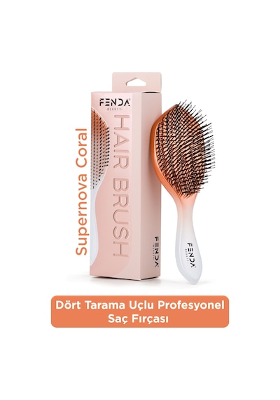 Profesyonel 4 Pinli Geniş Başlık Turuncu Saç Fırçası Fndfpro00004or