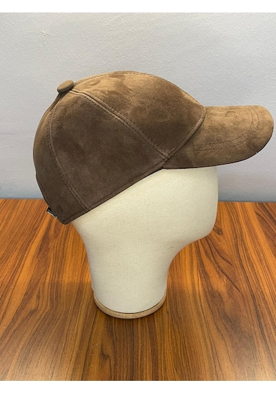 Hamze %100 Süet Deri Erkek Kışlık Cap Şapka Camel