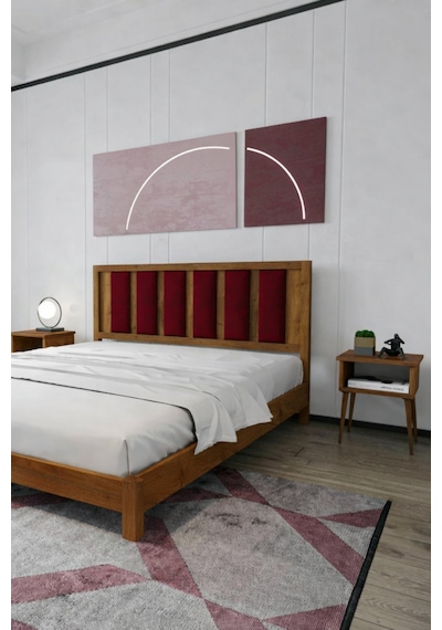 Renazzo Ori On Bordo Puf Başlıklı Masif Ahşap Karyola Ceviz 120x200 Ceviz - 120 X 200 Renazzo Ori On Bordo Puf Başlıklı Masif Ahşap Karyola Ceviz 120x200 Ceviz - 120 X 200