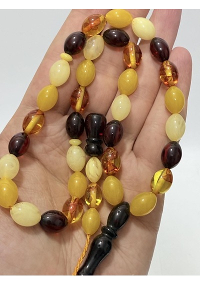 Doğal Kaya Damla Kehribar Tesbih 33lük 25,50 Gram K018