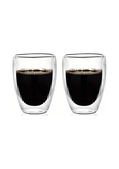 Çift Cidarlı Çizgili Cam, Kahve, Latte, Ekspresso, Meşrubat, Su Bardağı, 300 Ml, Cam Bardak, 1 Adet - 12322 Çok Renkli