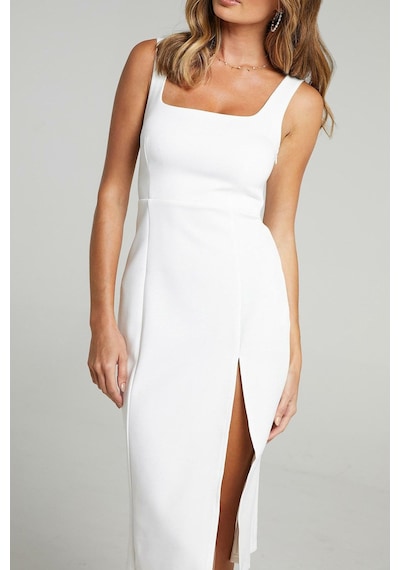 Madmext Mad Girls Beyaz Midi Boy Basic Elbise Mg1423-beyaz Beyaz