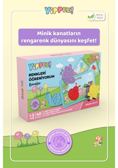 Renkleri Öğreniyorum Böcekler Renk Eşleştirme Oyunu 40 Parça