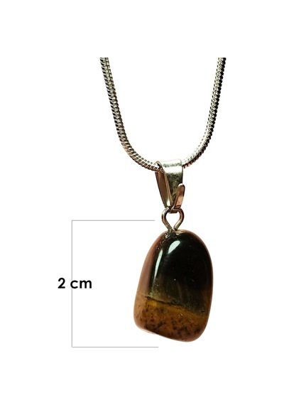 Kaplan Gözü Doğal Taşı Zincirli El Yapımı Kolye Uç: 2 Cm Zincir: 20 Cm Kutulu Çok renkli