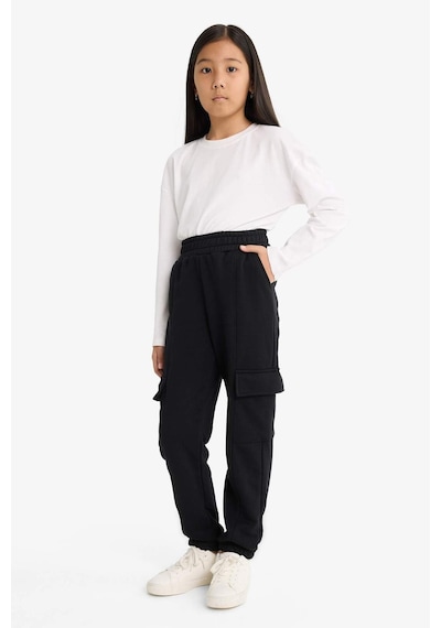 Defacto Kız Çocuk Beli Lastikli Kargo Jogger Eşofman Altı E6928a825aubk81 Siyah
