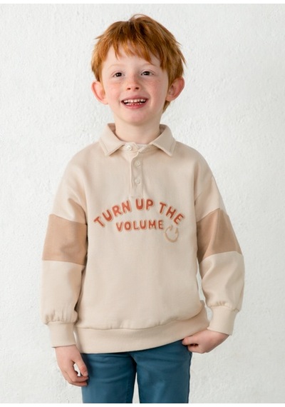 Mayoral Bej Erkek Çocuk Polo Yaka Sweatshirt 4461