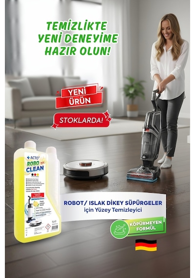 Acto Robo Clean Robot & Islak Dikey Süpürgeler İçin Konsantre Yüzey Temizleyici Tekli