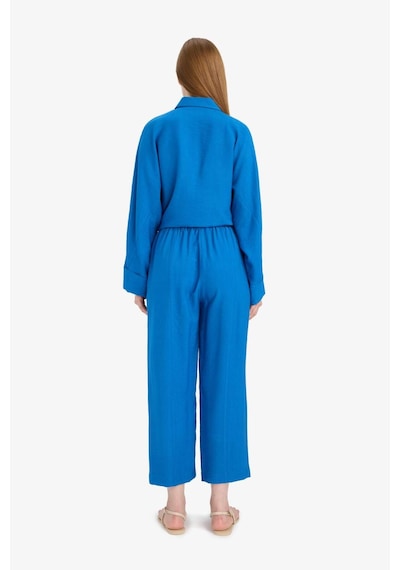 Defacto Harem Keten Karışımlı Geniş Paça Pantolon D9732ax25smbe43 Mavi