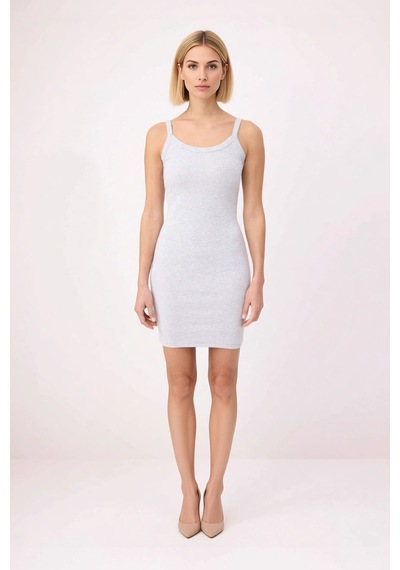 Benerly Kadın Kolsuz Havuz Yaka Bodycon Mini Elbise Kalın Askılı Ribana E Gri Melanj Benerly Kadın Kolsuz Havuz Yaka Bodycon Mini Elbise Kalın Askılı Ribana E Gri Melanj