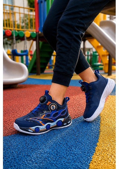 Ht Hotin Rush Çocuk Günlük Işıklı Spor Ayakkabı Pratik Bağlama Detaylı Sneaker - Lacivert