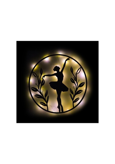 Led Işıklı Kadın Temalı Tablo Balerin Dekoratif Gece Lambası Sarı - 737237709 Sarı