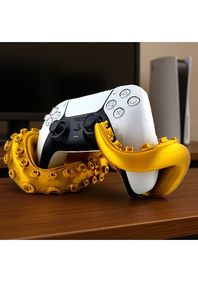 Ps5 Dualsense Gamepad Standı - Altın Ahtapot Tasarımlı 3d Baskı Tutucu