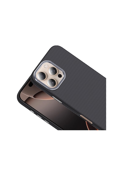 Apple Uyumlu iPhone 16 Pro Max Kılıf M-safe Şarj Özellikli Karbon Fiber Görünümlü Gros Kılıf Siyah