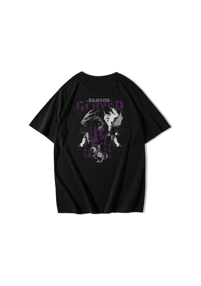 Brz Collection Unisex Oversize Dragon Slayer T-shirt-siyah Siyah
