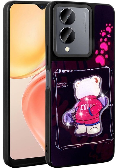 Vivo Y36 5g Kılıf Parlayan Kabartmalı İkonik Figürlü Zore Amas Silikon Kapak Siyah