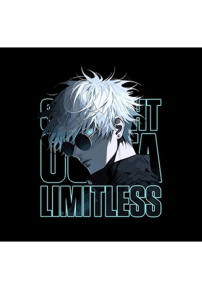 Jujutsu Kaisen Satoru Gojo Anime Baskılı Unisex %100 Pamuk Kapüşonlu Siyah Sweatshirt Siyah