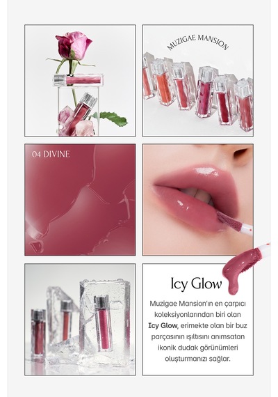 Muzigae Mansion Uzun Süre Parlak Görünüm Sunan Lip Gloss Icy Glow 04 Divine 04 Divine