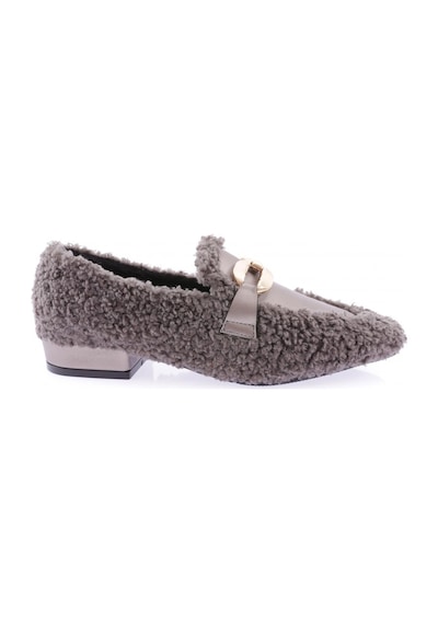 Dgn 5270-424 Metal Tokali Peluş Kadin Oxford Ayakkabi 5270-424-R13304 Gri