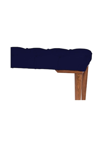 Gazzini Classic Retro Gürgen Ayak Chester Model Kapitoneli Mavi Puf Bench - Ceviz Ayak