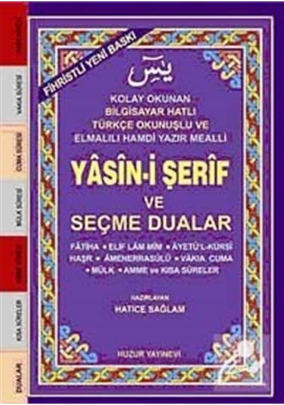 Cep Boy Fihristli Bilgisayar Hattı Kolay Okunan Yasin-i Şerif ... 9789944301626