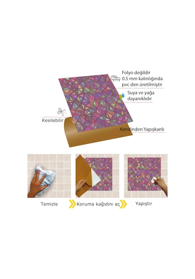 Tink KENDİNDEN YAPIŞKANLI GEOMETRİK KUŞAK DESENLİ PVC KARO 30X30 CM