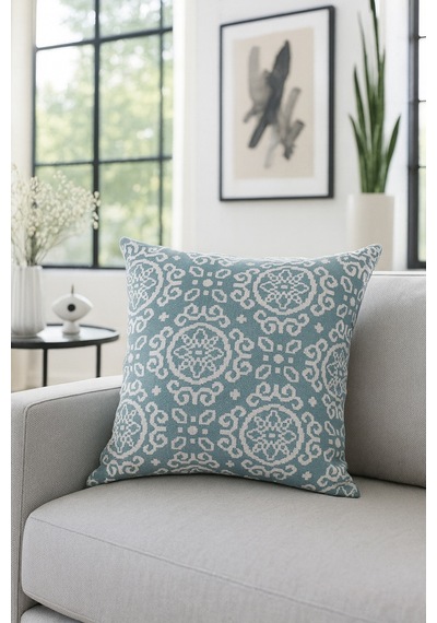 Duck Damask Kırlent Kılıfı Turkuaz 40x40 Turkuaz