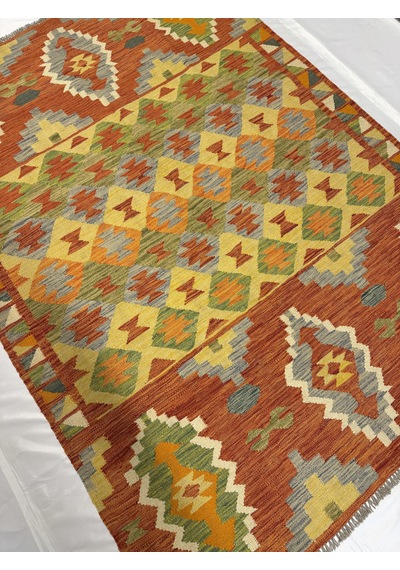 El Dokuma Afgan Kilim 100% Yün Kök Boya Elsanat Eserı Evinize Renk Katacak Çok Renkli