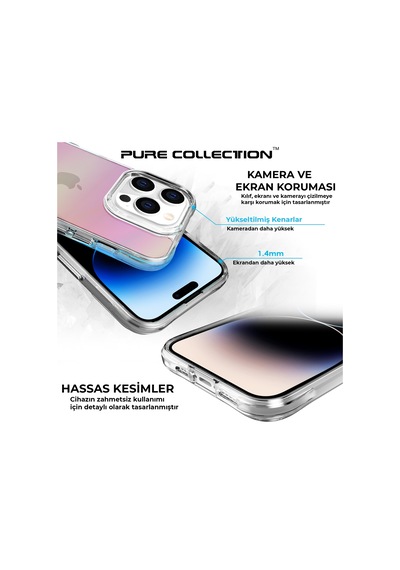 Bix Apple Uyumlu iPhone 14 Pro Max Pure Rainbow Renk Geçişli Şeffaf Kılıf Çizilmeye Dayanıklı Darbe Emici Pembe Bix Apple Uyumlu iPhone 14 Pro Max Pure Rainbow Renk Geçişli Şeffaf Kılıf Çizilmeye Dayanıklı Darbe Emici Pembe