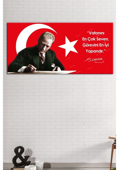 Atatürk Makam Panosu Tablosu Kanvas Tablo Resmi Kurumlar Okullar 75 x 145