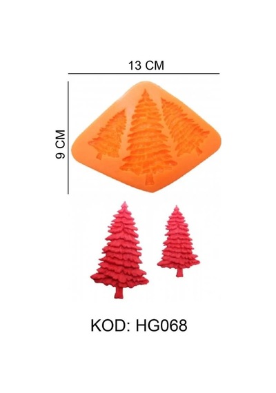 Silikon Kalıp Yılbaşı Çam Ağacı 3 Lü Hg-068 Turuncu