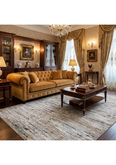 Gri Sarı Salon Halısı Modern Dokulu Dijital Baskılı Kaymaz Tabanlı Halı Dijital Baskı Halı 7 Mm