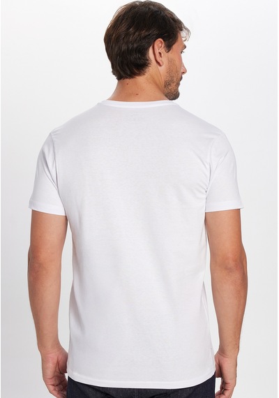 Tudors Erkek Slim Fit Dar Kesim Pamuk Yumuşak Dokulu Beyaz V Yaka Tişört-32119 Beyaz