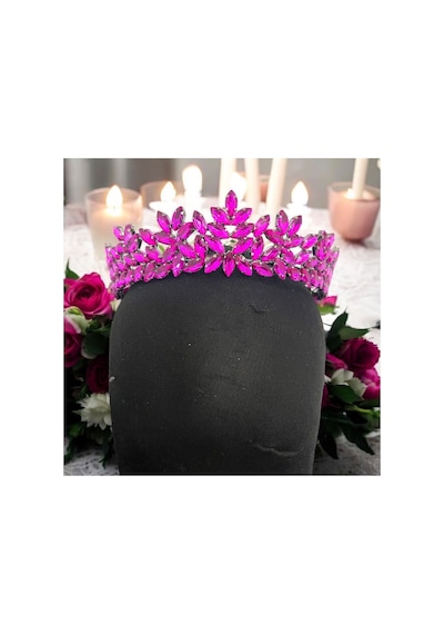 Kristal Taşlı Zarif Gelin,kına,nişan,söz,after,bride,party Taç Fuşya - 707821550 Fuşya