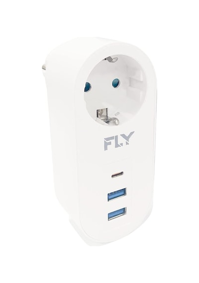 Fly Fly 3400 Termal Akım Korumalı, Çocuk Korumalı, 2 X Usb Type-c, 1 X Usb Type-c, Tekli Priz, Beyaz