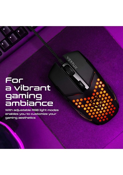 Vertux Katana, 6 Tuşlu Altıgen Kabuk, Kablolu Rgb Oyun Faresi