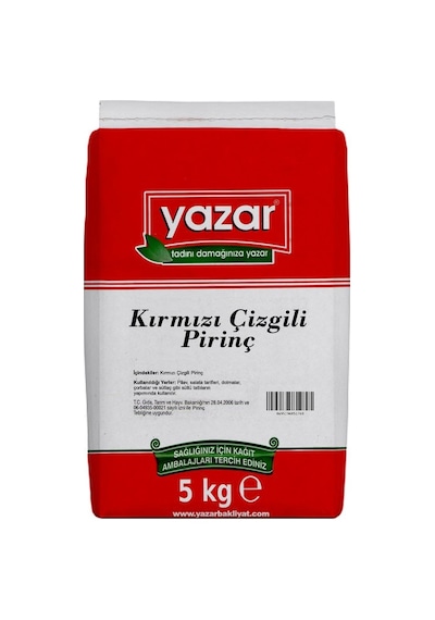 Yazar Kırmızı Çizgili Yerli Pirinç 5 KG
