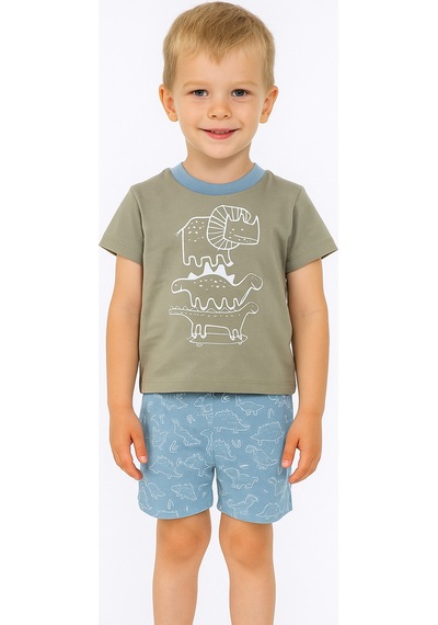 Fuar Baby Erkek Bebek Çocuk %100 Pamuklu Şort Takım 1-4 Yaş Hayvan Desenli